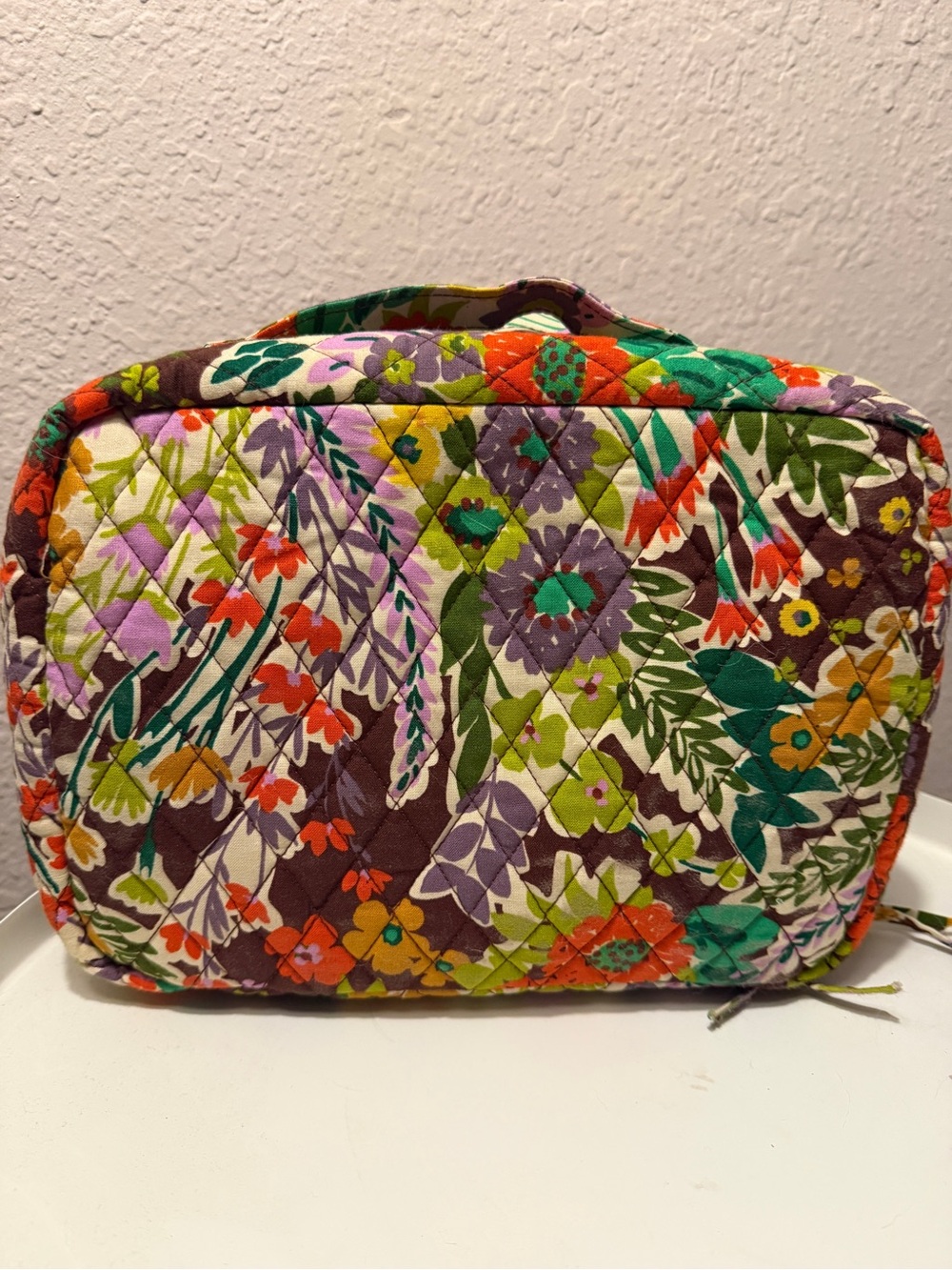 Vera Bradley Quilted Floral Cosmetic Bag in Purple, Green, Orange, Yellow